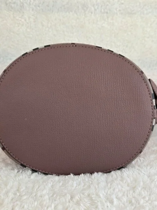 Burberry Haymarket Check Lorne Bucket Crossbody- Light Elderberry - Picture 4 of 11